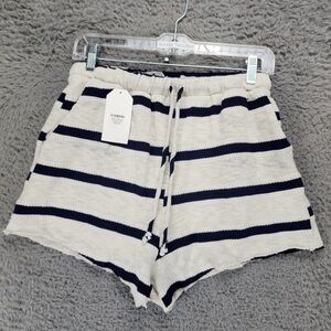 Sadie & Sage Shorts Womens Medium White Blue Striped Drawstring *NWT*